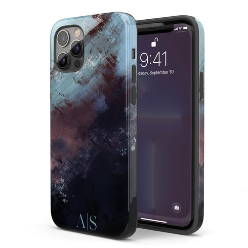 Dark Abstract Oil Paint Custom Initials iPhone Case